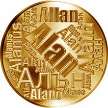 Česká jména - Alan - velká zlatá medaile 1 Oz