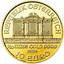 Otevřete Wiener Philharmoniker 1/10 Oz - Investiční zlatá mince