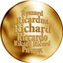 Česká jména - Richard - velká zlatá medaile 1 Oz