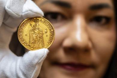 Pětidukát Matyáše II. se na aukci dnes vydražil za 8,2 milionu Kč