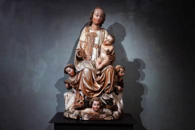 Národní galerie vystavuje v expozici restaurovanou sochu Madony z Havraně