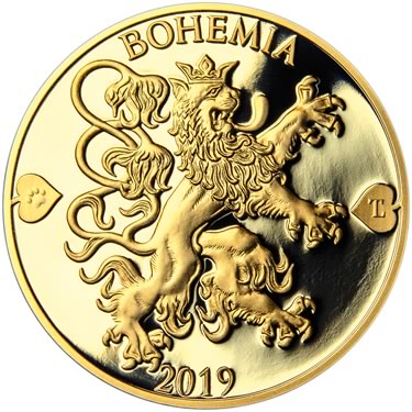 Náhled Reverzní strany - 2019 - Proof - Česká heraldika. Lev. - 1 dukát Au