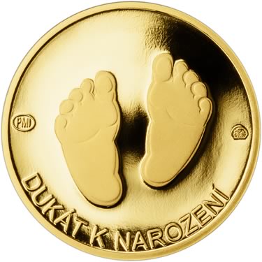 Náhled Averzní strany - 2025 Dukát k narození dítěte - čáp