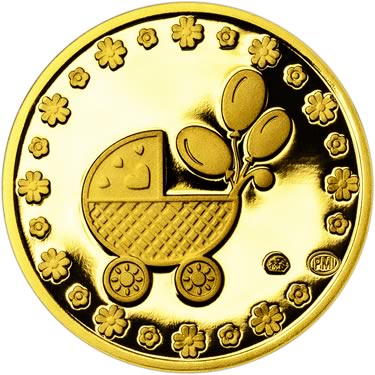 Náhled Reverzní strany - 2025 Dukát k narození dítěte - kočárek