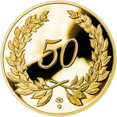 Náhled Averzní strany - Zlatý dukát k životnímu výročí 50 let Proof