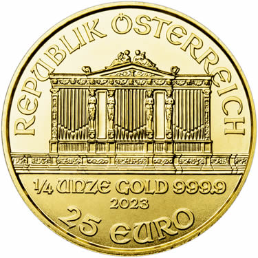 Náhled Reverzní strany - Wiener Philharmoniker  1/4 Oz - Investiční zlatá mince