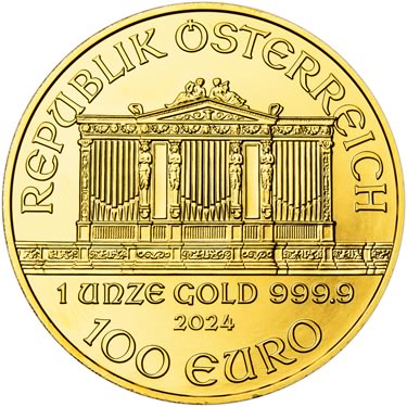 Náhled Reverzní strany - Wiener Philharmoniker  1 Oz - Investiční zlatá mince