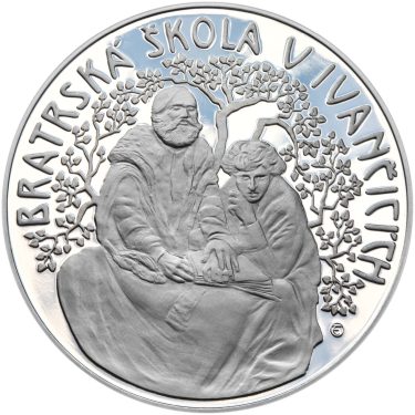 Náhled Averzní strany - Bratrská škola v Ivančicích 50 mm stříbro Proof