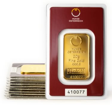 Náhled Averzní strany - Münze Österreich 20 gram - Investiční zlatý slitek - Set 10ks slitků