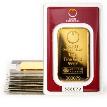 Náhled Averzní strany - Münze Österreich 50 gramů - Investiční zlatý slitek - Set 10ks slitků