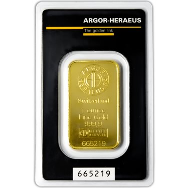 Náhled Averzní strany - Argor Heraeus SA 1 Oz - Investiční zlatý slitek - Set 10ks slitků
