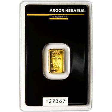 Náhled Averzní strany - Argor Heraeus SA 2 gramy - KINEBAR - Investiční zlatý slitek