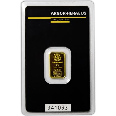 Náhled Averzní strany - Argor Heraeus SA 2 gramy - Investiční zlatý slitek